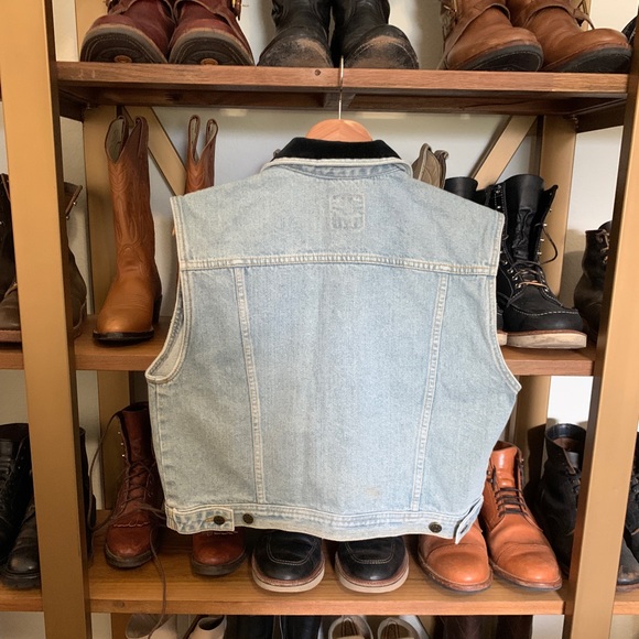 Vintage 90s Denim Vest with velvet accents - Picture 2 of 6
